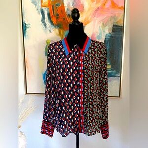 Colorful Geometric Long Sleeve Blouse